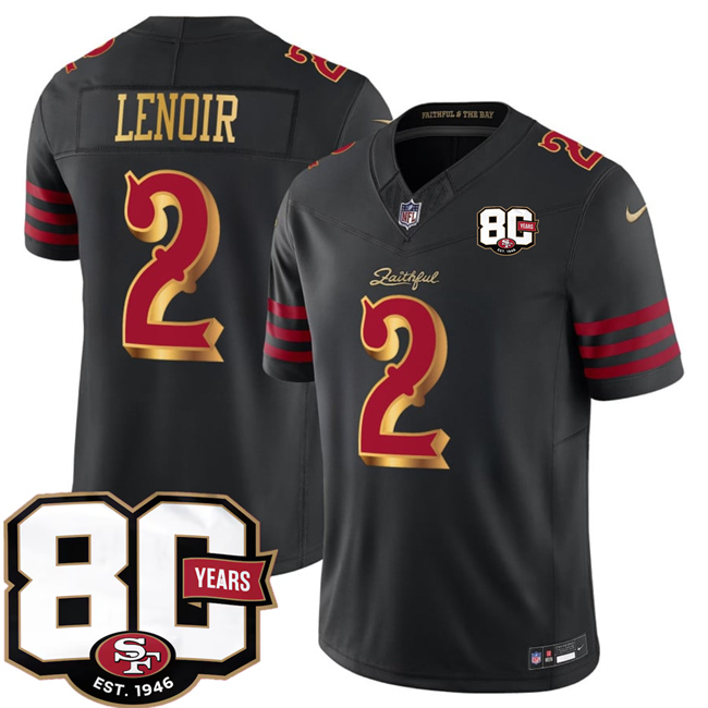 Men's Black San Francisco 49ers #2 Deommodore Lenoir 80th Anniversary Patch “Rivalries” 2026 F.U.S.E. Vapor Untouchabl Limited Stitched Football Jersey